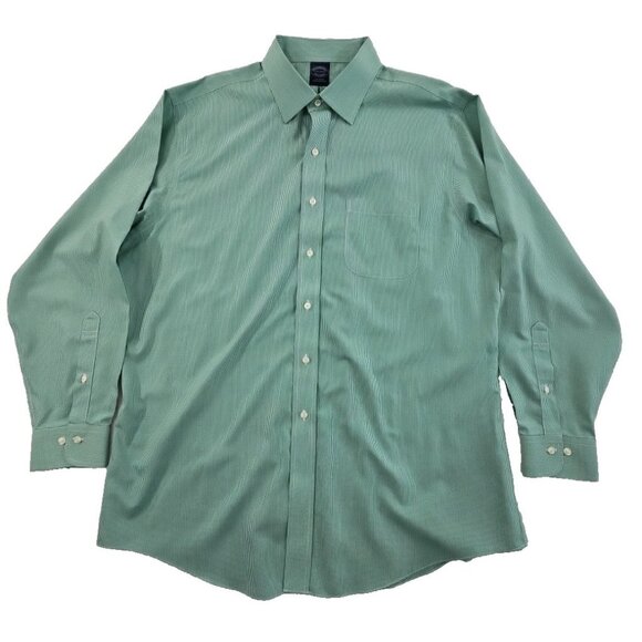 Brooks Brothers Shirt Size 17 1/2 x 34/35 Green Check Spread Collar EUC Non-Iron - Picture 1 of 15